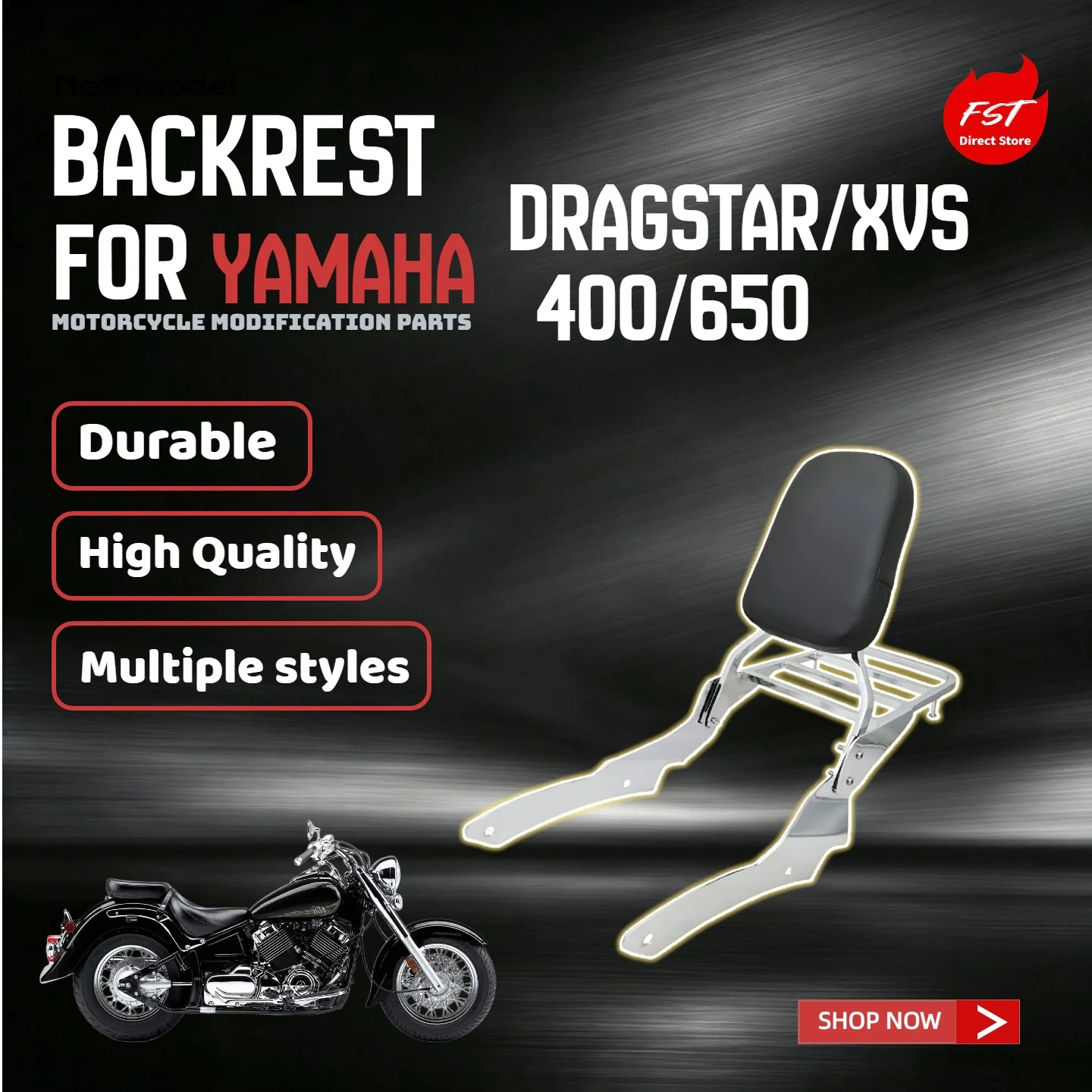 For YAMAHA DragStar XVS400 XVS650 Sissy Bar Backrest Rear Luggage Rack Modification Parts