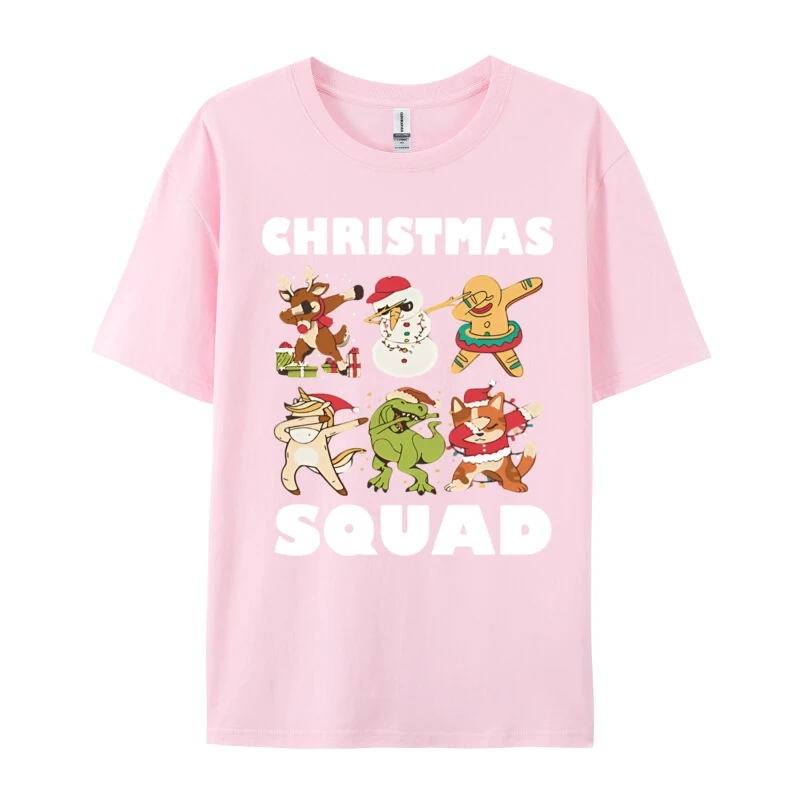 Men T-shirt Christmas Squad Dabbing Crew Christmas Vintage Tee Shirts Unisex O-Neck Pure Cotton T-shirts Man Oversized Tops