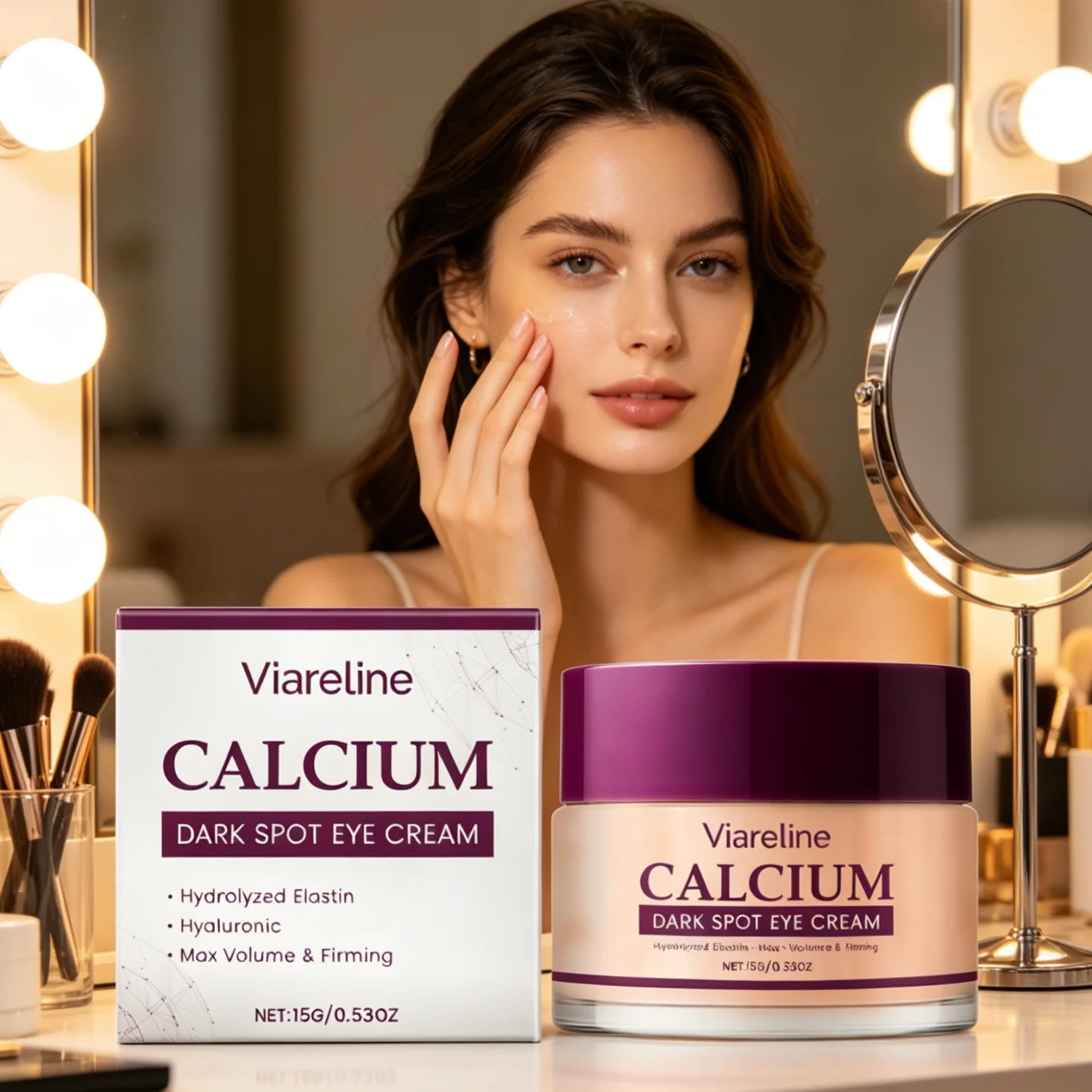 Viareline Calcium Dark Spot Eye Cream Deep Moisturizing Anti Aging Even Skin Tone Quick Absorbing Non Greasy Under Eye Cream 15g
