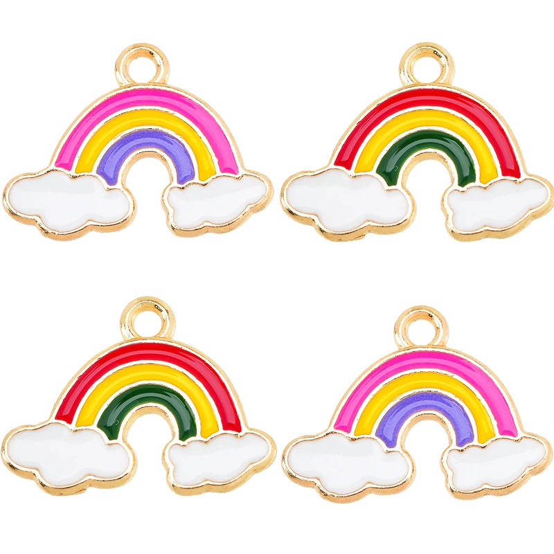 JQ 20pcs 19*14mm Cute Rainbow Clouds Jewelry Making Accessories Women's Charm Necklace Pendant Supplies For Jewelry DIY Bracelet