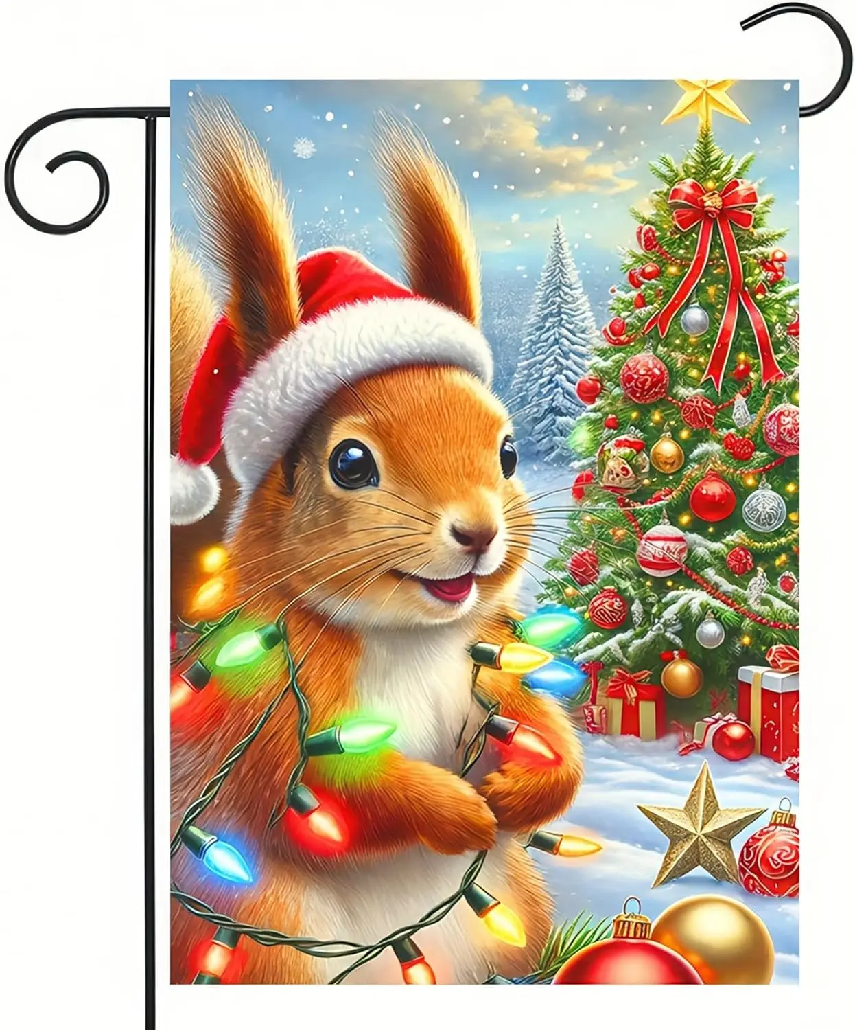 Christmas Garden Flag Double Sided 12 X 18 Flag Winter Merry Christmas Squirrel Garden Flag Squirrel And Christmas Tree Garden F