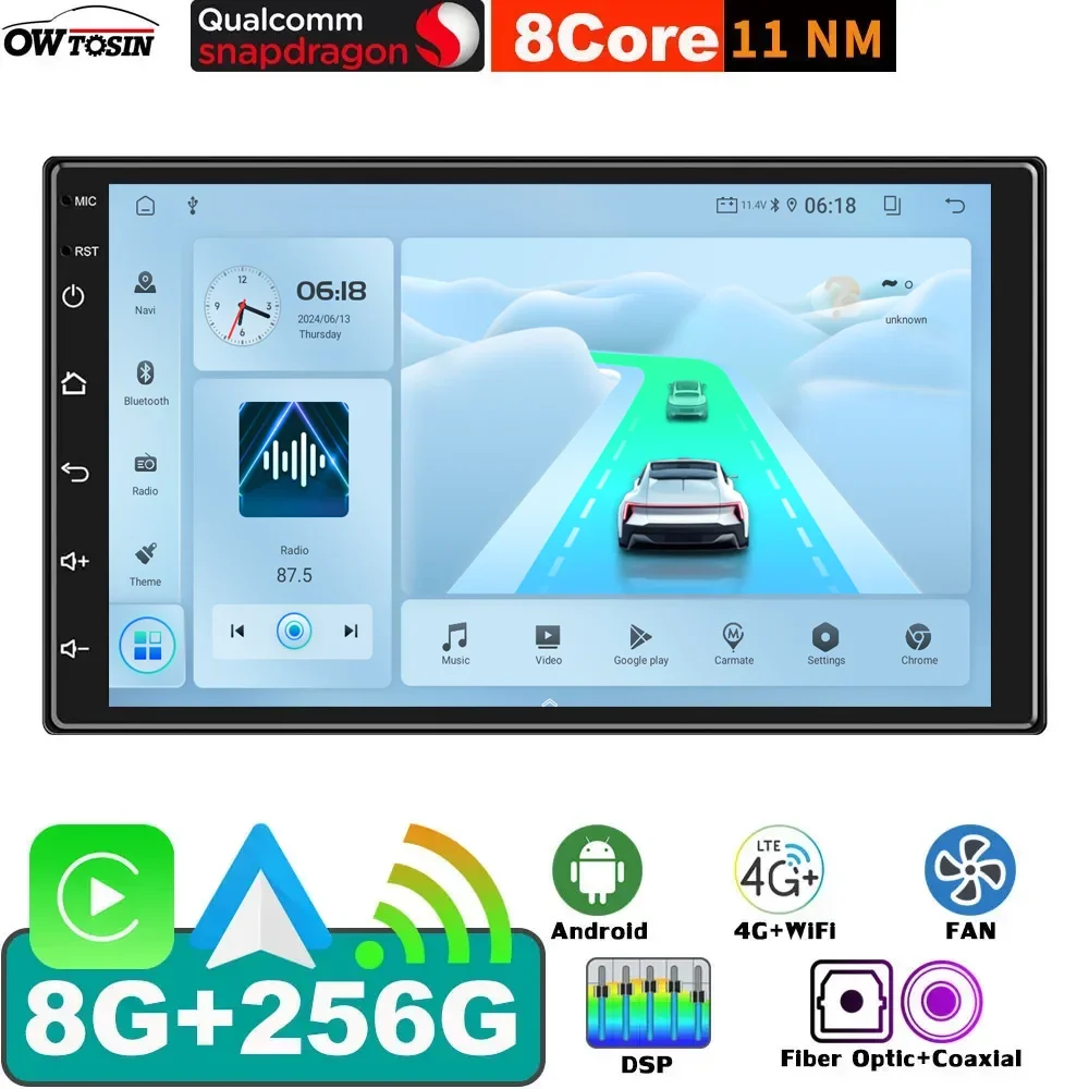 أندرويد 13 8 + 256G السيارات Carplay راديو السيارة لتحديد المواقع والملاحة شاشة تعمل باللمس الوسائط المتعددة مشغل فيديو العالمي 7 بوصة Autoradio ستيريو #1