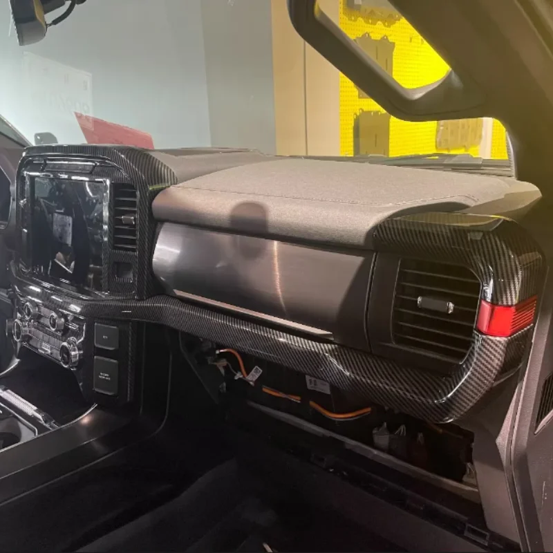

For Ford F150 F-150 Raptor 2021 2022 2023 ABS Carbon Fiber Center Control Dashboard Panel Decoration Trim Strip Car Accessories