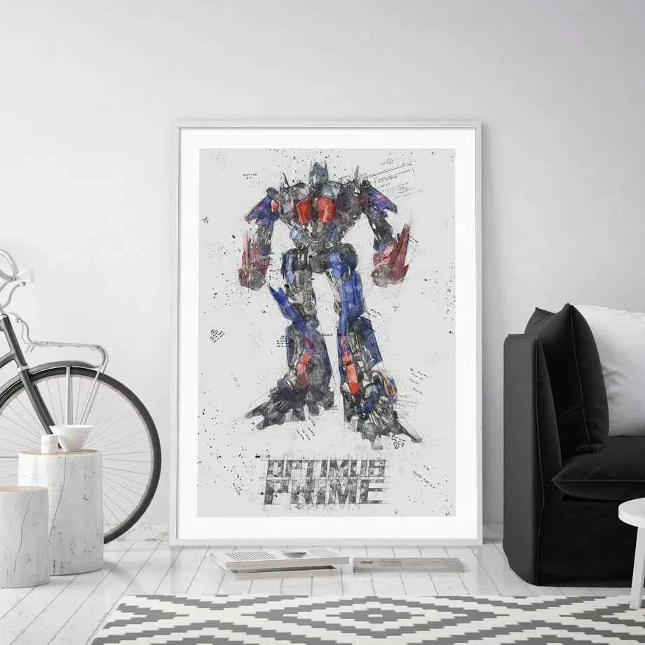 Transformation Optimus Robot Autobot Movie Kids Gift Wall Art Print Canvas Painting Nordic Poster Pictures for Living Room Decor