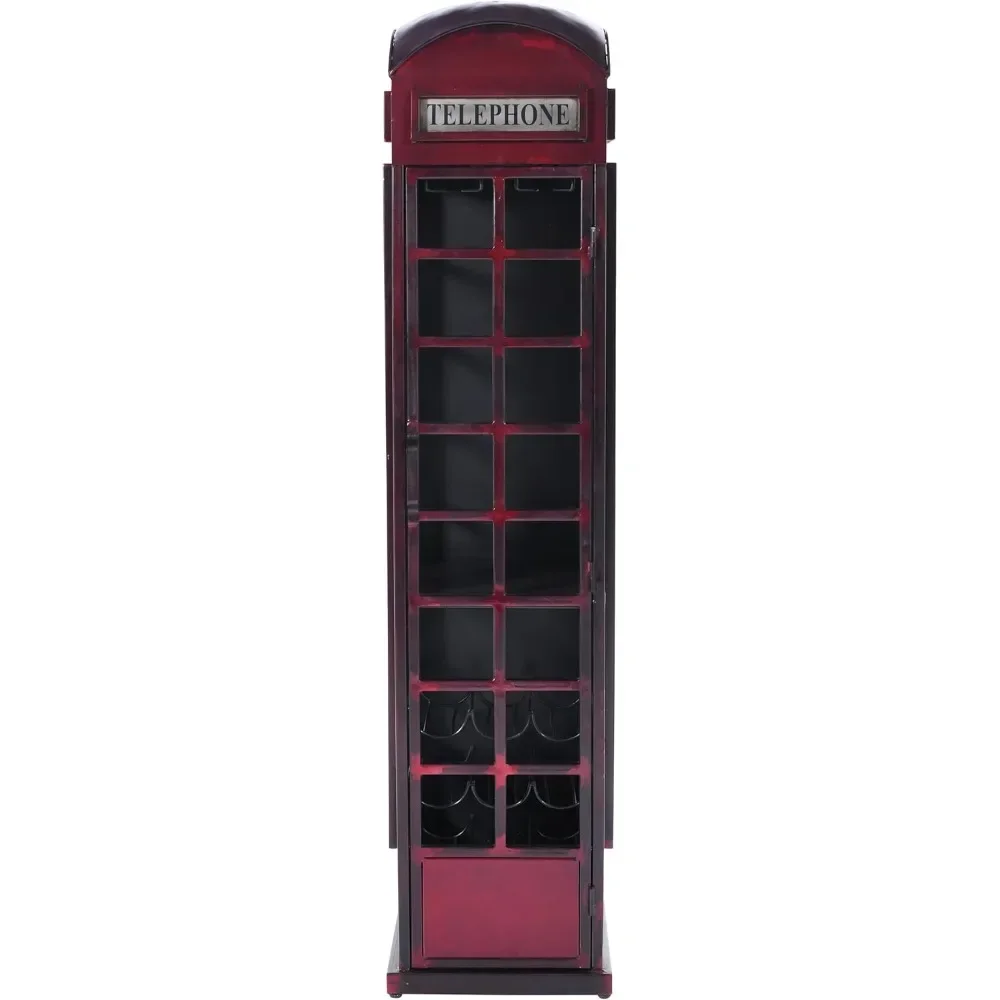 

Jofran Glory Days Telly Vintage Telephone Booth Lounge Bar Cabinet with Wine Rack and Storage
