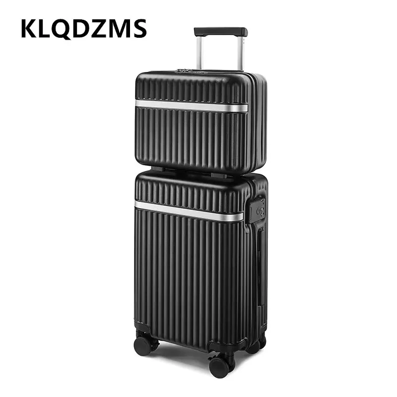 Klqdzms Handbagage Reisbagage 20 "24 Inch Abs + Pc Aluminium Frame Instapdoos Heren Trolley Koffer Met Wielen Cabine Koffer