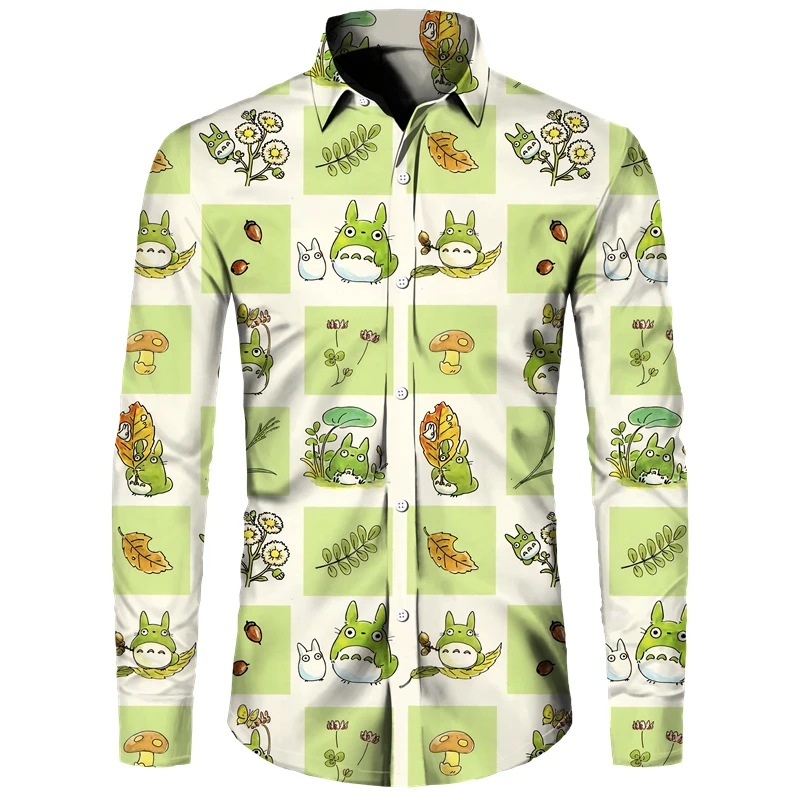 الرجال قميص طويل الأكمام اليابان أنيمي Harajuku y2k الملابس مضحك ثلاثية الأبعاد اللوحة تي شيرت مطبوع موضة التلبيب بلوزات فضفاضة للجنسين قمصان