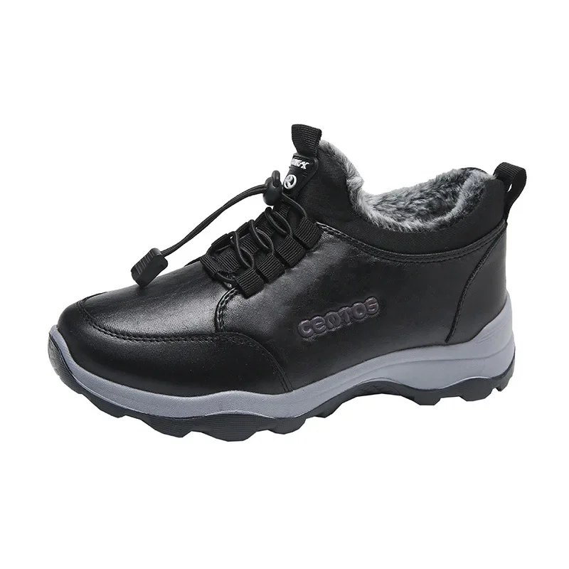 Women\'s Winter Trainers with Fur Leather Thick Sole and Padded Flats Platform Sneakers Women Shoes