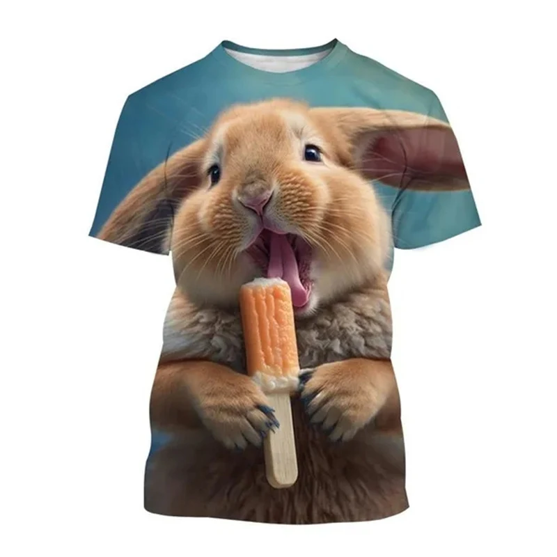 Funny Rabbit 3D Printed T-Shirts Men Women Casual Fashion Streetwear Oversized Short Sleeve T Shirt Kids Tees Tops Man Clothing