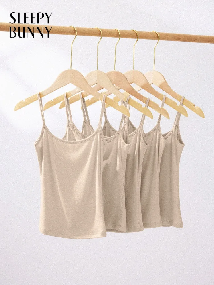 

Women Slim Fit Camisole Top Stretch Knit Tank U Neck Innerwear Soft Elastic Sleeveless Basic Layering Summer Essential Lady