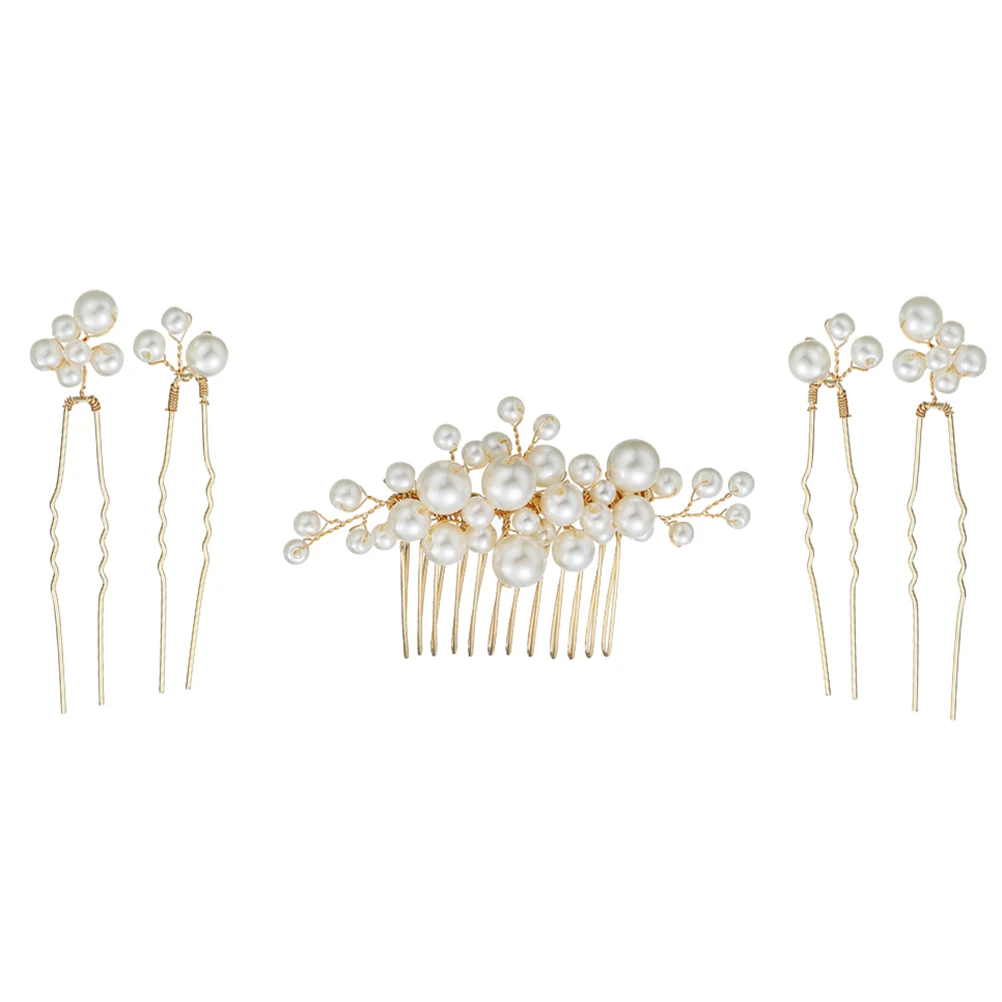 

Pearl Hairpins Headdress Accessories Women Stylish Crystal Bridal Decorative Elegant Combs Hairpin Set Wedding Pear Hair Care
