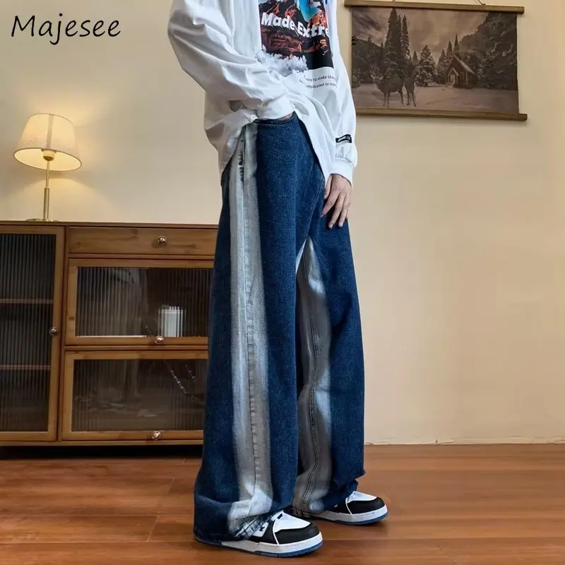 

Jeans Men American Stylish Streetwear All-match Teens Denim Trousers Handsome Dynamic Ins Ulzzang Retro Blue Casual Chic Fashion