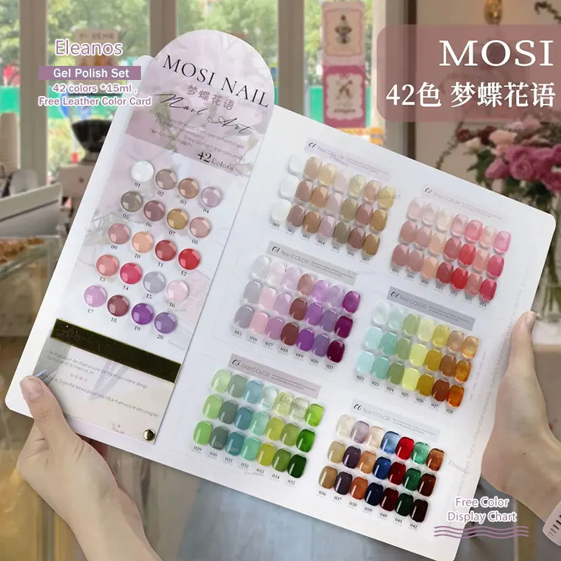 Eleanuos 42pcs Show White Gel Nail Polish Set Clear Jelly Gel With Color Card Soak Off Transparent UV Gel For Nail Salon 15ml
