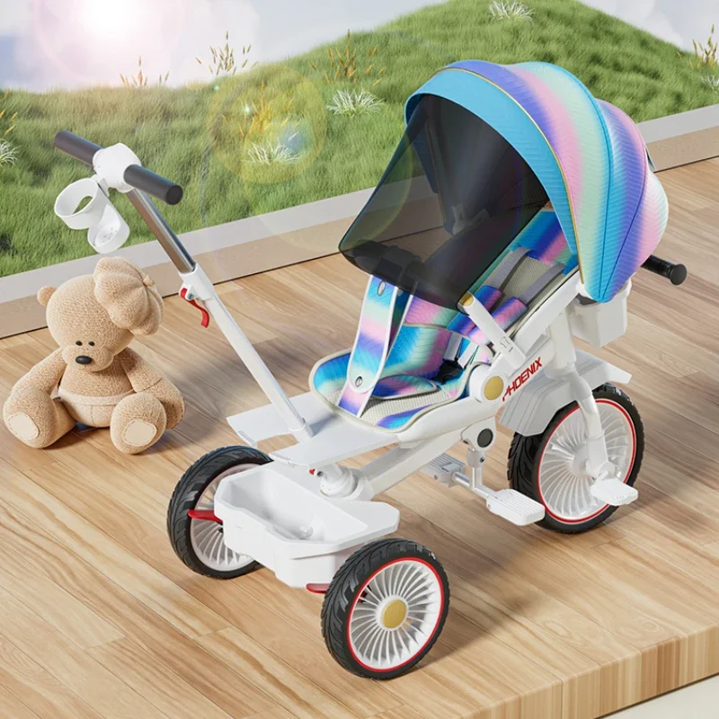 Pushable and rideable children's tricycle  multifunctional stroller Lightweight Travel Pram Children's riding