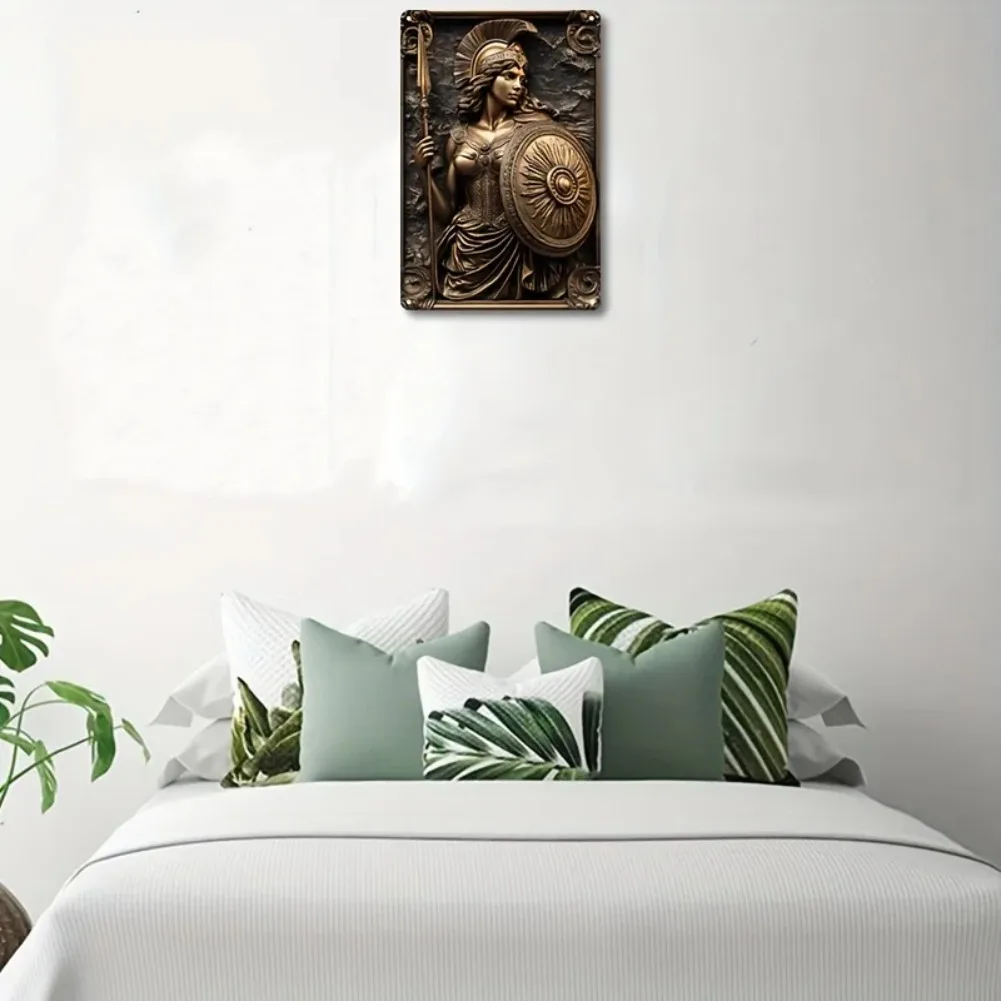 لوحة زخرفية معلقة على الحائط من الألومنيوم على الطراز البرونزي أثينا العتيق |   علامة مربعة متعددة الأغراض مقاس 7.9 × 11.9 بوصة لديكور المنزل
