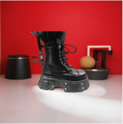 

Мужские ретро-ботинки челси 2026 года в стиле дарк-панк, на шнуровке, с увеличенной высотой, на массивной толстой подошве, средней высоты, для верховой езды