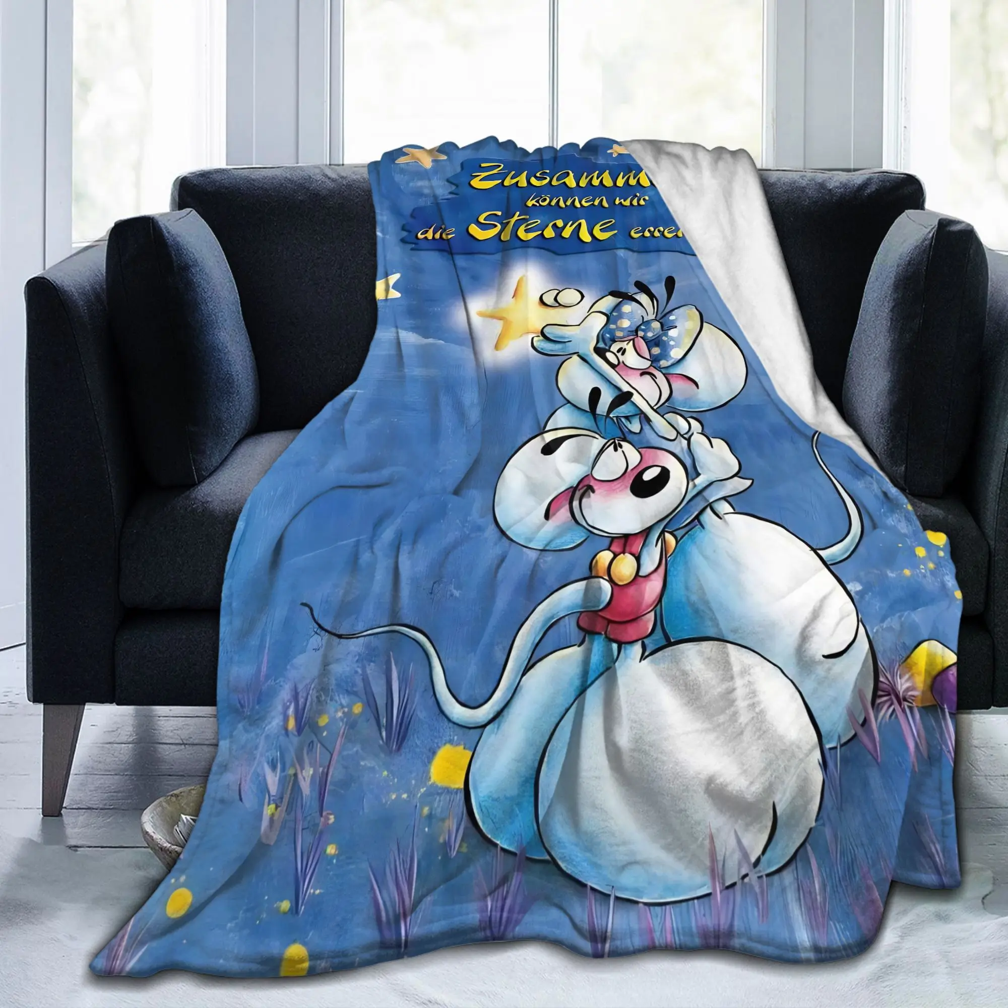 Cartoon D-Diddl Ratte Niedliche Decke Flanell Winter Atmungsaktive leichte Überwurfdecke für Zuhause Couch Quilt