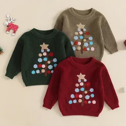 Toddler Kids Baby Boys Girls Christmas Sweaters Embroidery Warm Pullover Knitwear Jumpers Tops