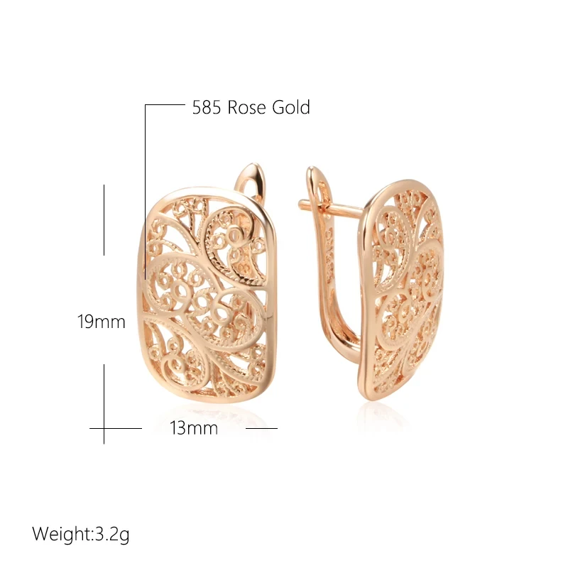 Wbmqda Classic Flower Drop Earrings For Women 585 Rose Gold Color Fine Jewelry Accessories