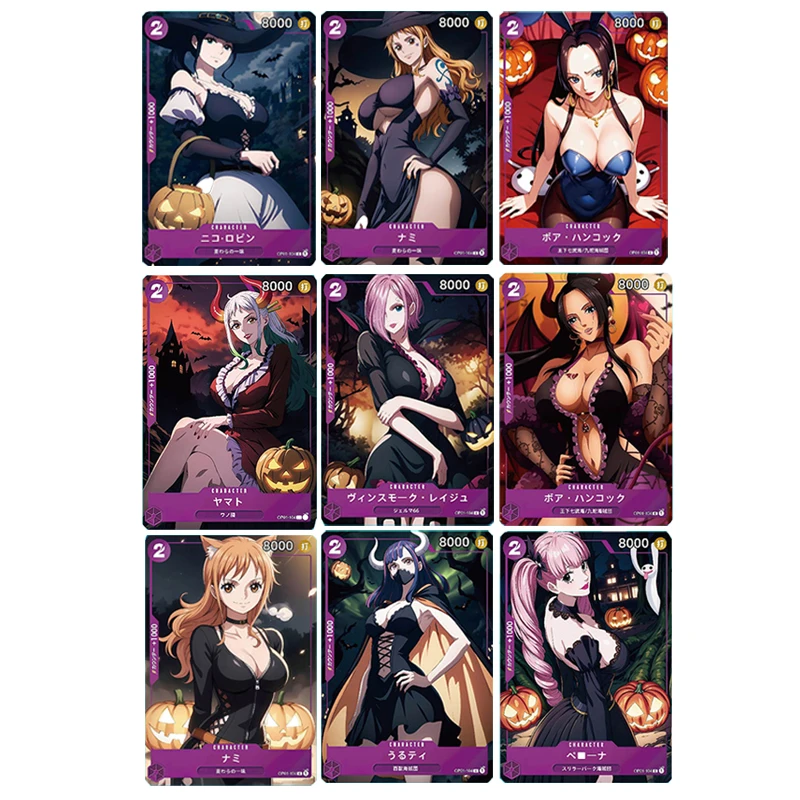 

One Piece Halloween Cards DIY 9PCS/SET Perona Hancock Vivi Yamato Rebecca Anime Collectible Cards Christmas Birthday Present