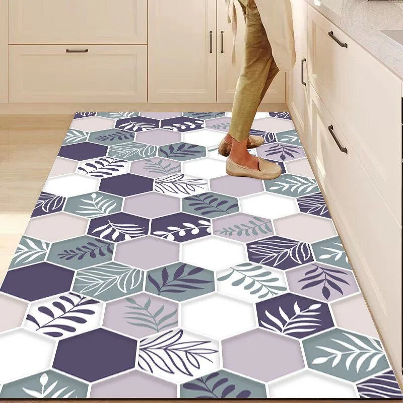 Nordic Style PVC Leather Rug Waterproof Oil-proof Stain-resistant Kitchen Carpet Large Area Non-slip Floor Mats Tapis Alfombra
