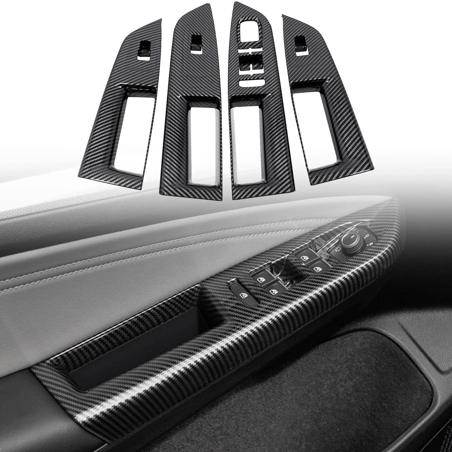 

LHD! for VW Golf 8 Mk8 2020-2025 Hatchback Accessories ABS Door Window Lift Switch Cover Trim 4pcs, Not for Wagon/ Variant