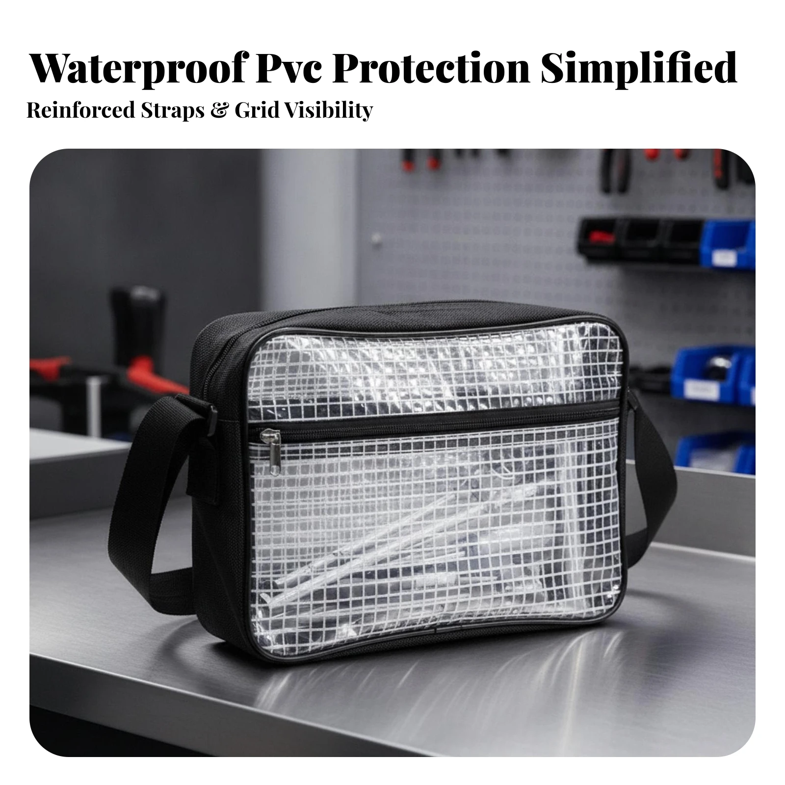 Transparent PVC Storage Bag Easy to Crystal-Clear Zipper Bag with Shoulder Strap Waterproof PVC Organizer Pouch Reusable Sturdy