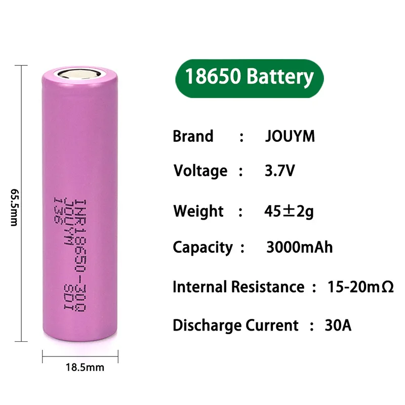 JOUYM 3000 мАч аккумуляторная батарея 18650, 30 А, перезаряжаемые литиевые батареи 3,7 в, блок питания для шуруповерта