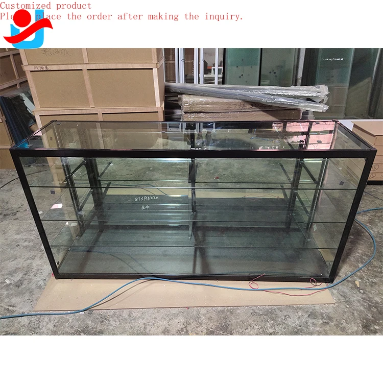 

Custom.Short Glass showcase Smoke Shop Display Exhibition Cabinet Jewelry Display Showcases Cabinet with Light