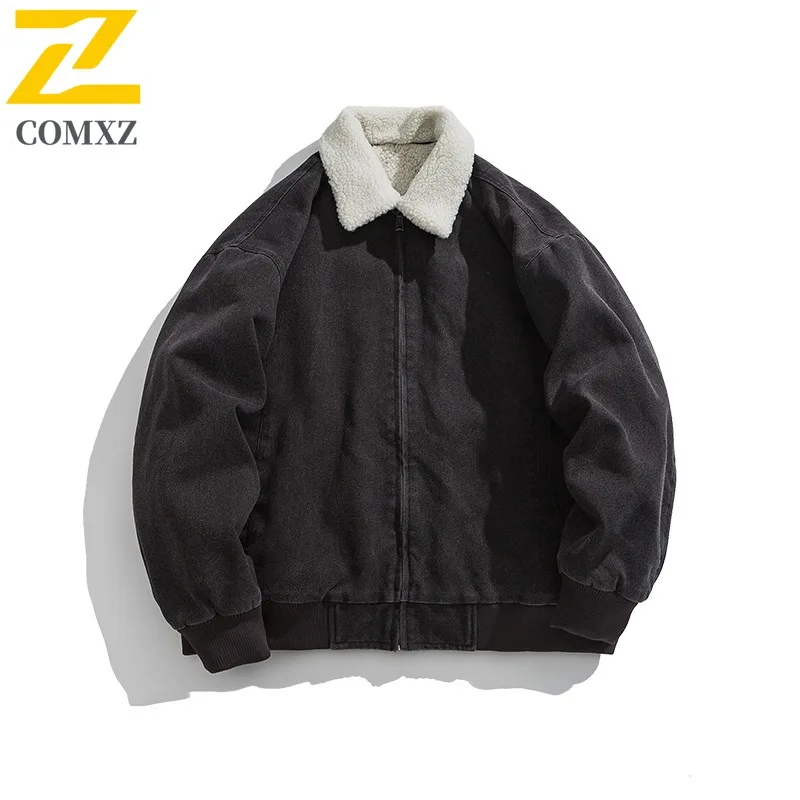 COMXZ الرجال سترة خارجية موضة الوقوف طوق المشي لمسافات طويلة السفر يندبروف سترة 2025 قسط مقاومة البرد الشتاء معطف الحشو الجديد