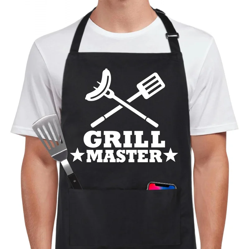 

100% Cotton Funny Apron for Men Women Adjustable Bib Aprons with 2 Pockets Grill Kitchen Cooking BBQ One Size Fits All