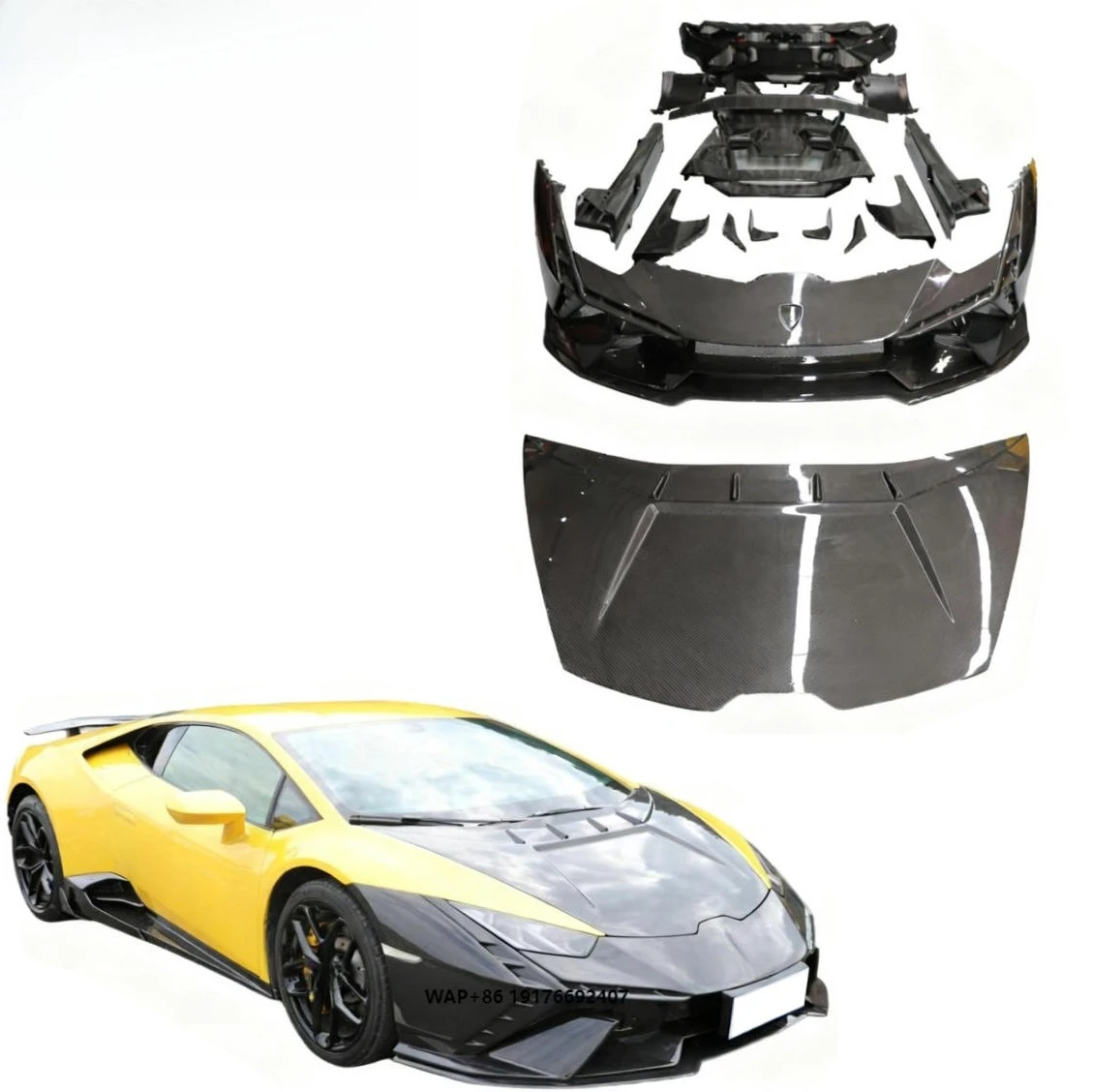 For Huracan LP580 LP610 Upgrade Tecnica Style Full Carbon Fiber Body Kit Front Rear Bumper Engine Bonnet 2014-2023
