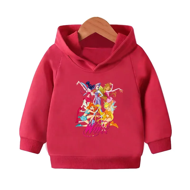 The Winx Butterfly Fairy Cartoon Kids Hooded Hoodies Cute Girls Clothes Children Sweatshirts Autumn Baby Pullover Tops,KMT5425