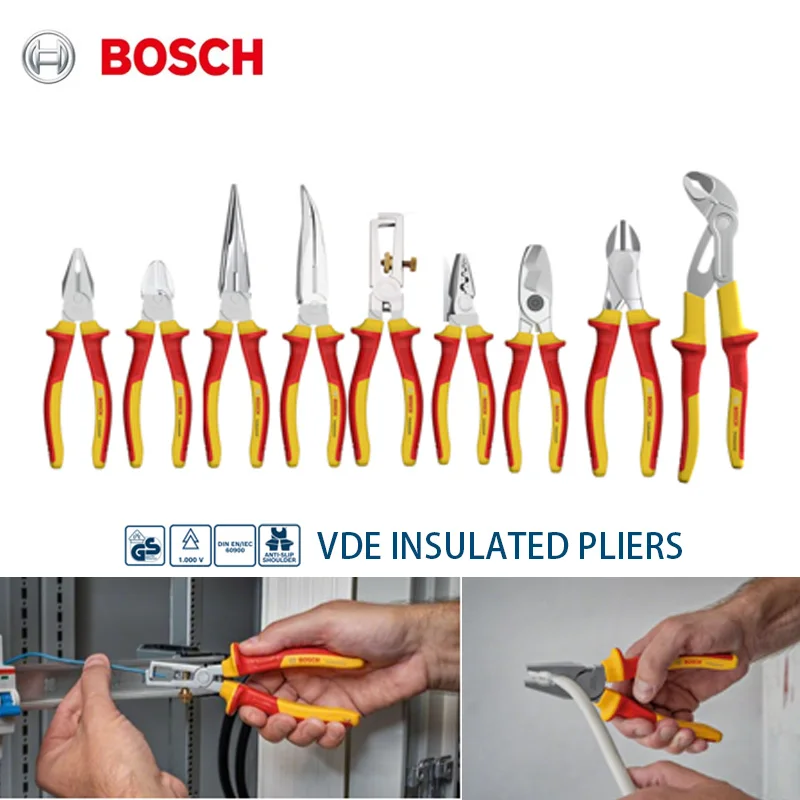 Bosch VDE insulation pliers 1000V professional electrical tools, EN/IEC 60900 certified…