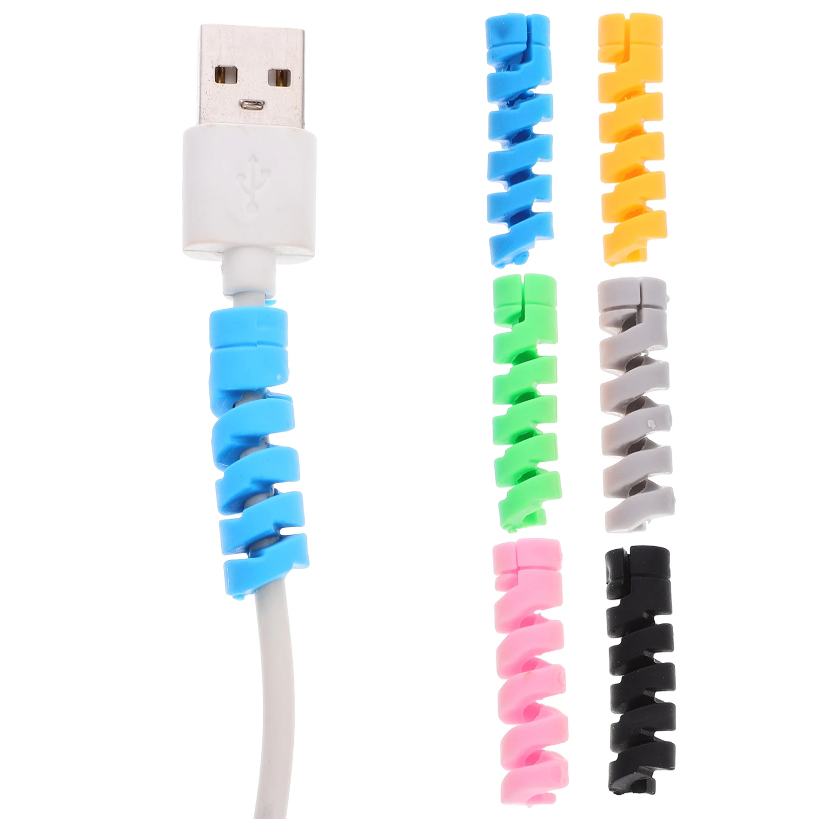 

30 Pcs Data Cable Protector Silicone Flexible Anti Fray Cord Cover Wire Sleeve USB Charging Protector Colorful for Phone