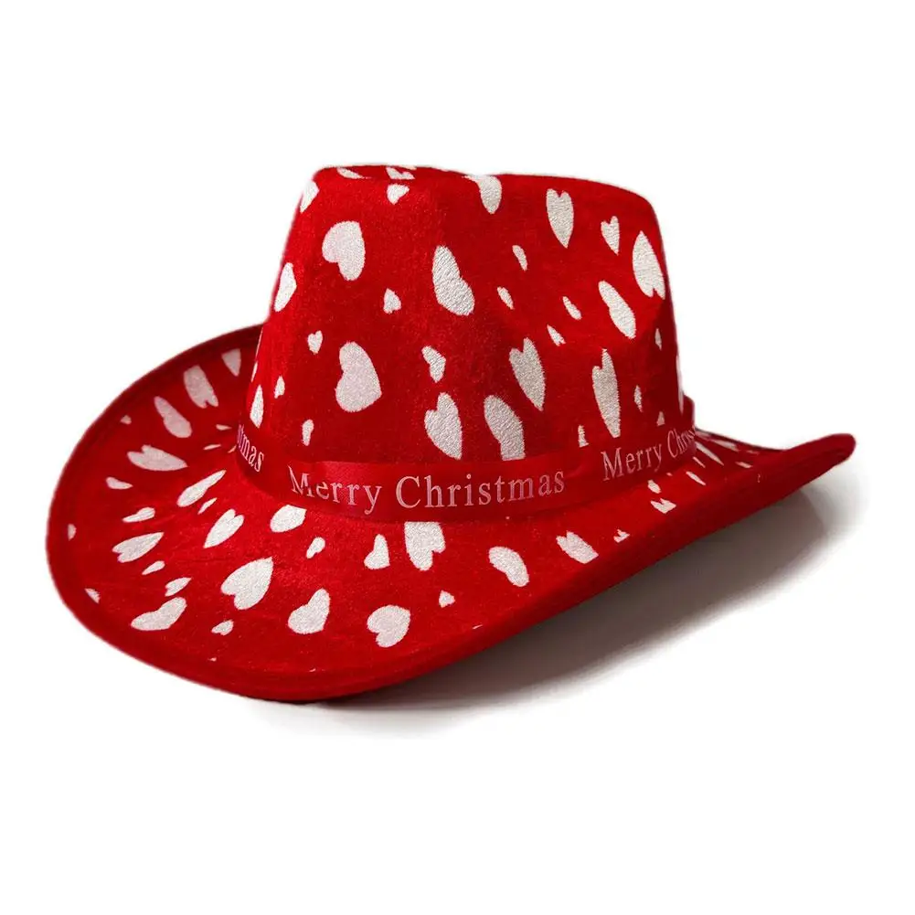 Chapeau de cowboy de Noël imprimé flocon de neige unisexe, chapeau d'étoile brûleur, chapeau de père Noël, rouge, vacances du nouvel an, convocation, M7m3, 1 pièce