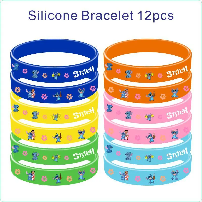 1/6pcs Anime Disney Stitch Silicone Bracelet Lilo & Stitch Kids Cartoon Figure Toys Bracelet Children\'s Wristband Bracelet Gifts