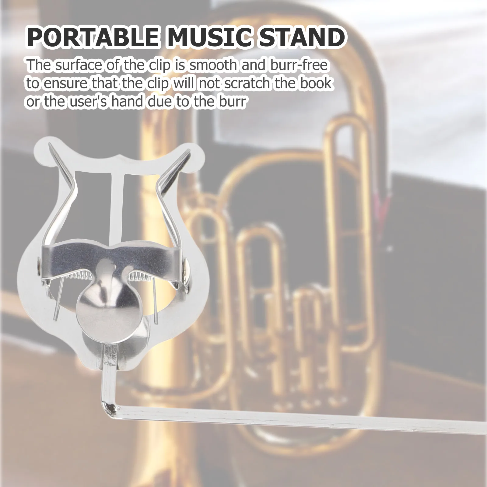 

Portable Bass Music Clip Tuba Lyre Holder Sheet Music Rack Clamp-on Lyre Durable Iron Lightweight Practical Musical Instrument