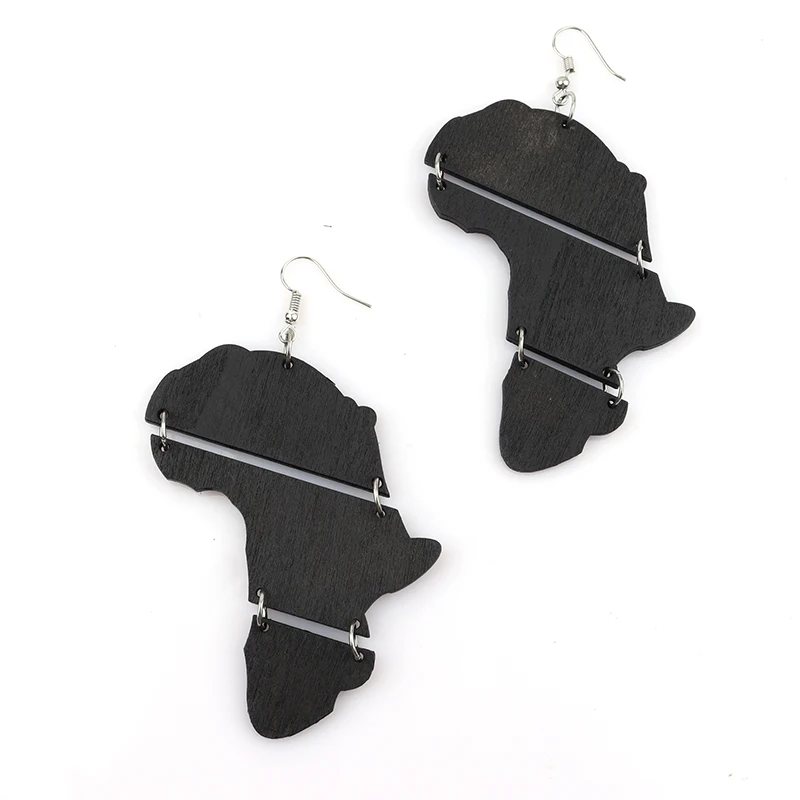 Black Color Africa Links Wooden Earrings