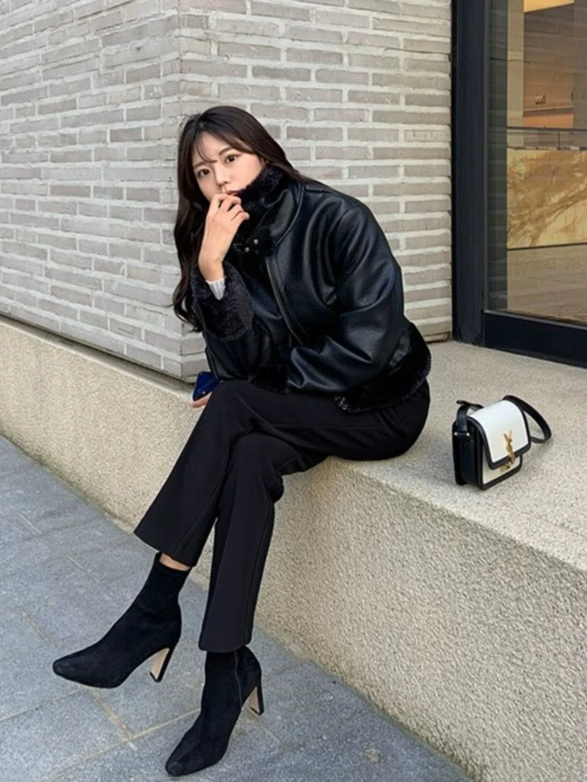 Spring 2026 Women's Short Biker Style Thickened Lamb Fur Jacket Korean Version Fake Leather And Fur Integrated Coat Warmth