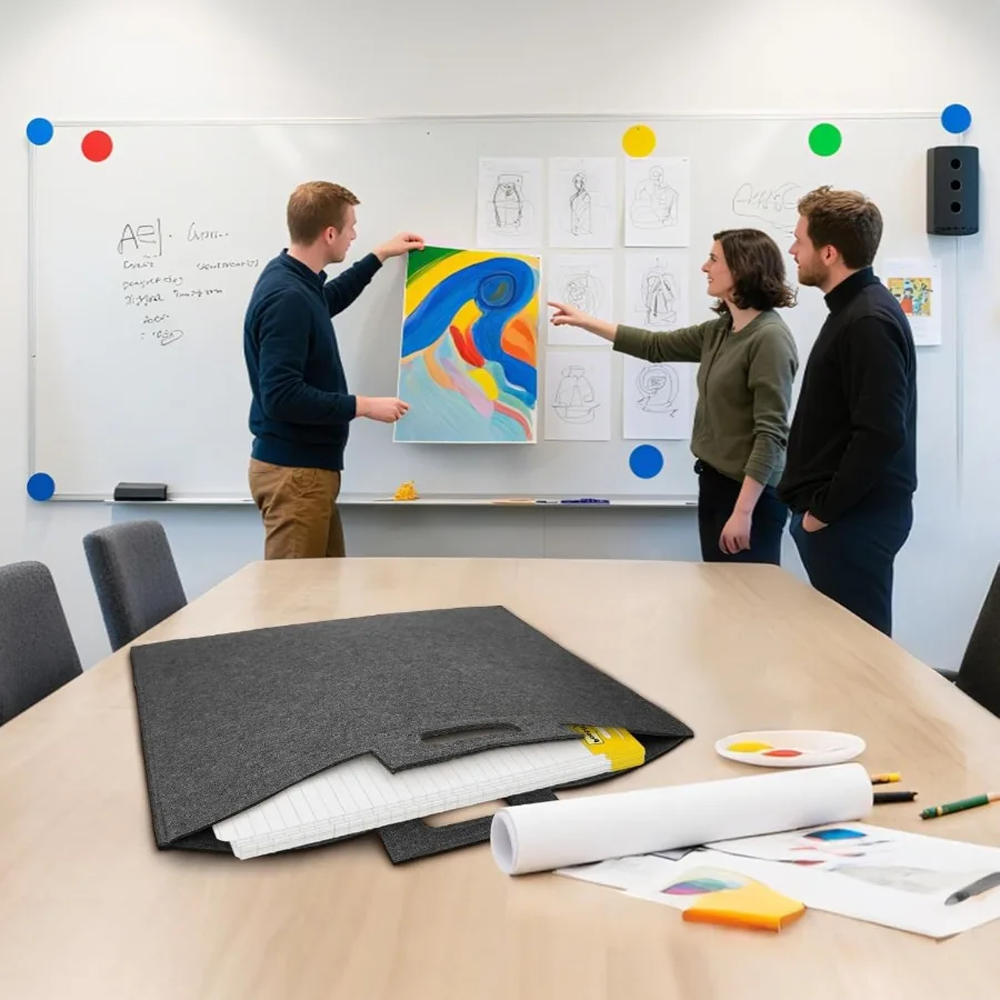 ZKOO Felt Art Portfolio Bag Large Art Portfolio with Handles Sturdy Artist Storage Bag for Artwork Poster Sketching and Drawing