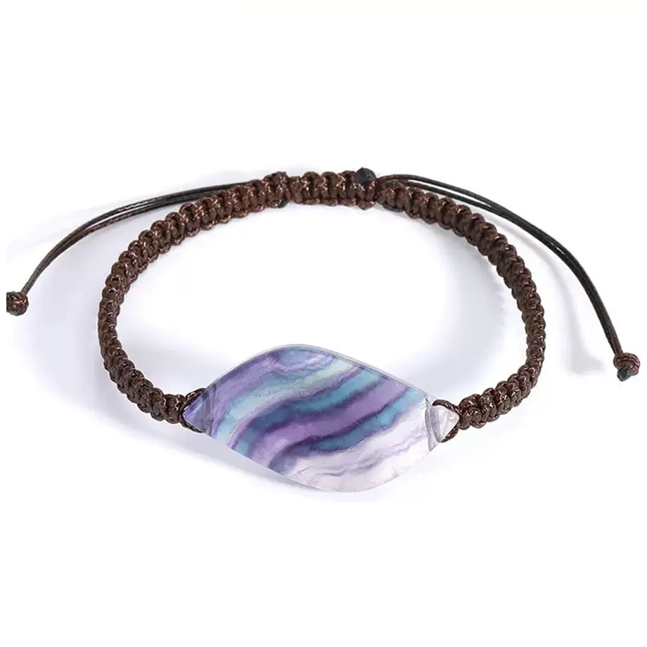 Браслет из плетеной веревки из натурального драгоценного камня для мужчин и женщин, браслеты с конским глазом, афетти, розовый кварц, тигровый глаз, браслеты с кристаллами флюорита X285