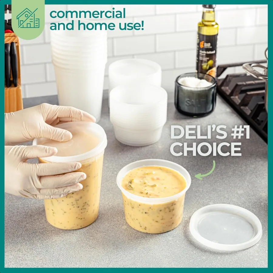 حاويات تخزين الطعام JoyServe Deli مع أغطية 48 مجموعة 2432 أونصة حجم كوارت 2416 أونصة حجم لتر بلاستيكي محكم إعداد الوجبات الجاهزة