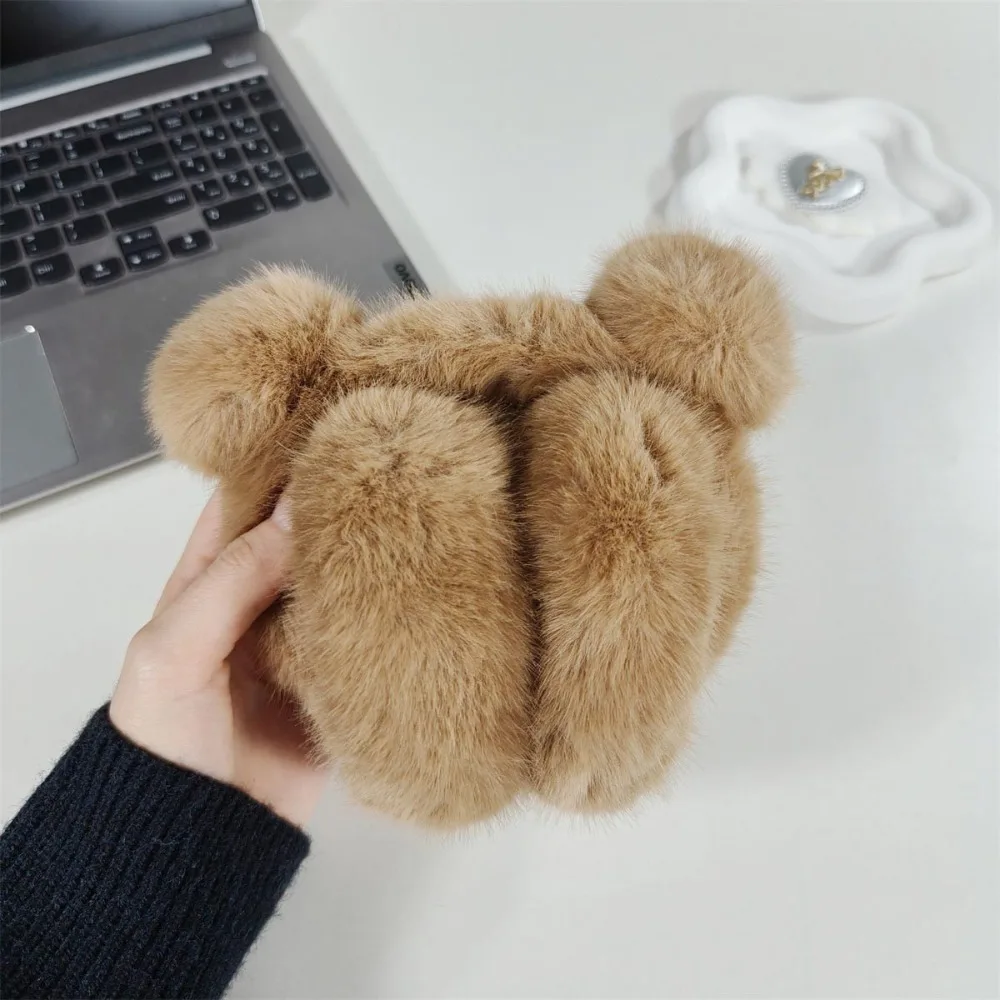 

Наушники с милыми медвежьими ушками, ветрозащитные зимние теплые плюшевые грелки для ушей, выдвижная складная защита ушей для женщин и девочек