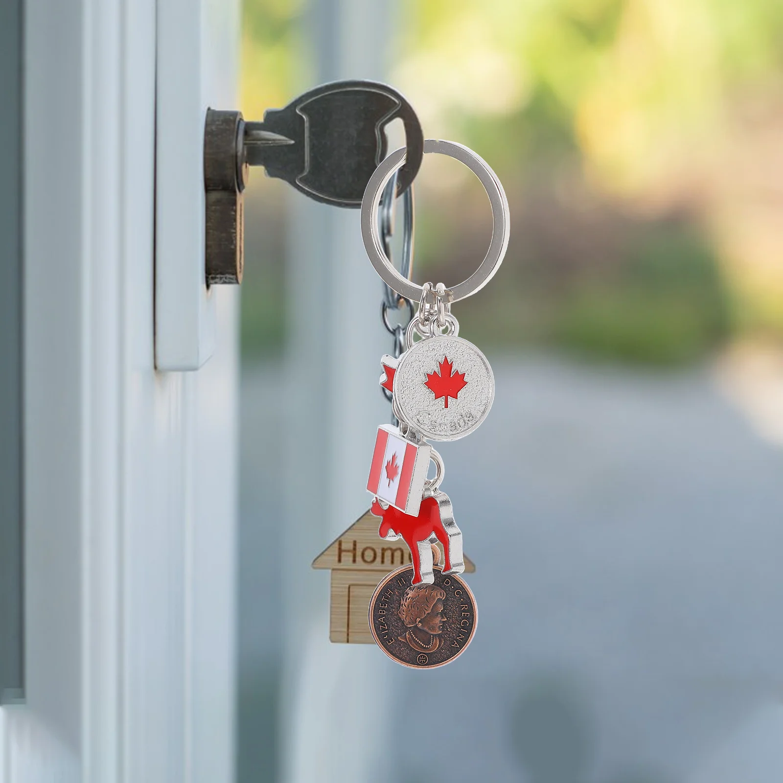 

3PCS National Flag Keychain Decorative Creative Key Ring Canada Maple Leaf Design Sturdy Material Perfect Gift