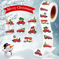 500Pcs/Roll Heterotypic Christmas Themed Santa Claus Transportation Stickers 8 Designs 2.5cm/1.0'' DlY Graffiti Holiday Labels