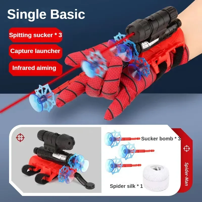 20Sets Spider Launcher Spitting Gloves Sticky Wall Bullet Gun Suction Cup Projectile Toys Children\'s Wrist Launch Spitting Toys