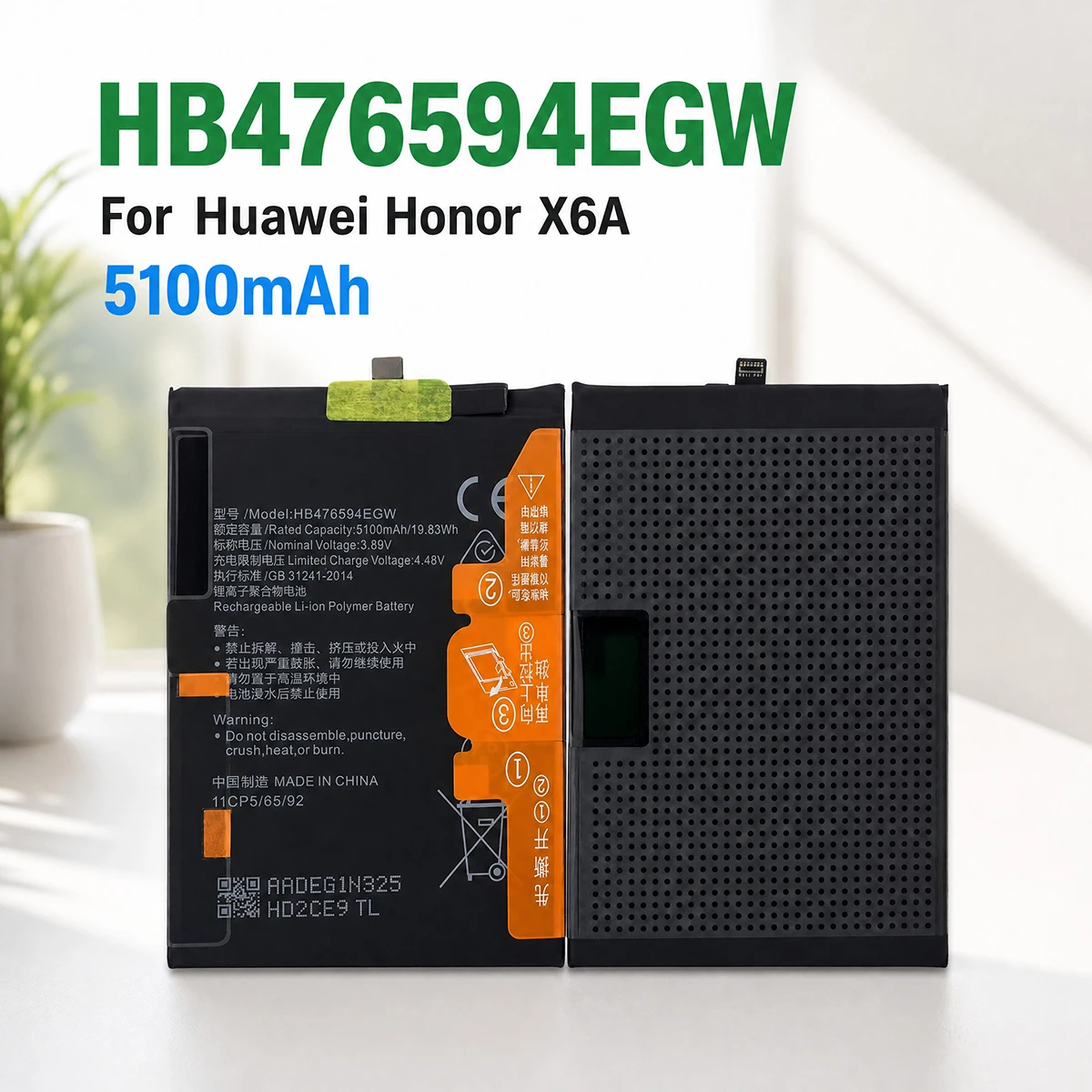 100% Original Brand New HB476594EGW 5100mAh Battery For Huawei Honor X6A Phone Batteries+tools