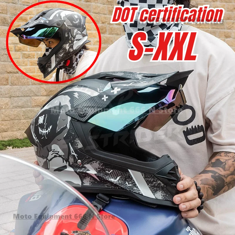 

Многофункциональный новый внедорожный шлем с двумя линзами, дорожный раллийный полный шлем на большие расстояния для мужчин и женщин, все сезоны для мотоциклов