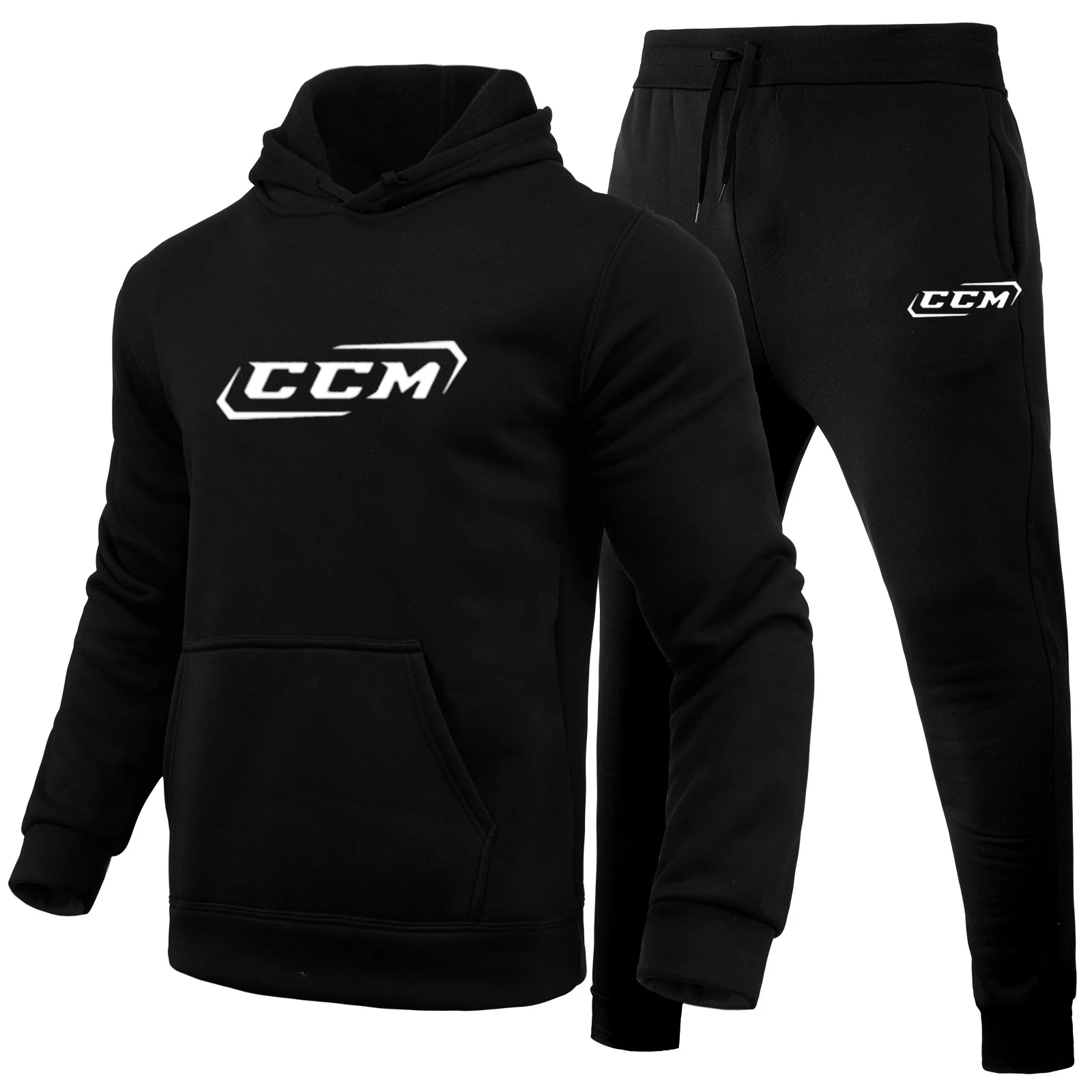 Chándal informal de 2 piezas para hombre, Conjunto de sudadera con capucha y pantalones de chándal con estampado CCM, ropa depor